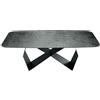 MONDO VIRO Tavolo fisso Karlito con base in metallo verniciato cm 210x110 75h (Nero/Vetro martellato fumè)