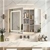 BIYFSDS Armadietto da Bagno con Specchio e LED 2 Ante, Armadietto da Toilette con Presa, Specchio da Bagno con Ripiano e Mensola Regolabile (Bianco-4, 70x60x14 cm)