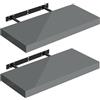 WOLTU Mensola da Muro, Set di 2, Scaffale Sospeso da Parete Libreria Piccola per Soggiorno Cameretta Porta CD DVD, Pannello MDF 50x22,9x3,8cm, Grigio Lucido, RG9477gr-2