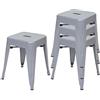Mendler Set 4X sgabelli poggiapiedi bistrot Design Industriale HWC-A73 Metallo Verniciato - Grigio