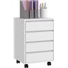 HOMCOM Schedario da Ufficio con 4 Cassetti, Ruote a Freno, Cassettiera Scrivania per Lettera/Formato A4/Legale, Cassettiera Ufficio per Studio Sotto Scrivania, 46x40x65 cm, Bianco