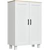 HOMCOM Armadio da soggiorno moderno con 2 ante ripiani regolabili e base rialzata per cucina sala da pranzo, corridoio, camera da letto, dispositivo antiribaltamento, 60 x 30 x 90 cm, bianco