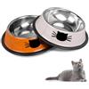 HTRTRR Set di Ciotole per Gatti in Acciaio Inox Antiscivolo (Grigio + Arancione)