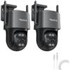 Reolink 4K PTZ Telecamera WiFi Esterno a Doppio Obiettivo 2XTrackMix WiFi Grigio+Cavo di Prolunga di Alimentazione da 4,5m, 355°Pan/90°Tilt, Zoom Ibrido 6X, Rilevamento Persona/Veicolo/Animale