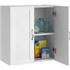Shally Dogan Pensile da Bagno a Parete, Armadio Sospeso da Cucina in Legno con Due Ante e 1 Ripiano Regolabile, Armadietto a Muro Rigato Spazioso e Resistente, Dimensioni 59.5 x 31 x 59.5 cm