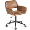 FurnitureR Sedia da Ufficio Vintage in Camoscio Regolabile, Rotelle 360°, Telaio in Acciaio Marrone, Ufficio, Casa, Marrone, 55 x 56 x 75-85 cm