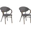 garbar Aurea - Set 2 sedie con bracci interni, esterni, giardino, terrazza, balcone, soggiorno, cucina, sala da pranzo, design leggero, impilabile, alluminio, tessuto, grigio, 2 pezzi