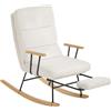 SONGMICS HOME Poltrona a Dondolo, Gambe in Legno di Hevea, Sedia a Dondolo, Schienale Regolabile a 4 Posizioni, Portata Massima 160 kg, Camera da Letto Soggiorno, Bianco Crema LYY016W01