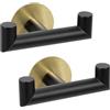 YUET Ganci Adesivi, 2 pezzi Appendi Accappatoio Bagno in Acciaio inox, Gancio Doppio Appendiabiti da Parete, Porta Asciugamani Autoadesivo per Bagno o Cucina, Nero E Oro