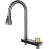 QUINTO Rubinetto Della Cucina Rubinetto A Cascata In Acciaio Inossidabile Lavello A Vasca Singola Rubinetto A Pioggia Per Bacino Vegetale Doppio Foro Tira Pioggia