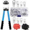 jutyum Pinza Crimpatrice, Pinza capicorda AWG 10-0, 6/10/16/25/35/50 mm²Crimpatrice Capicorda con 60 PCS terminali ad anello in rame + 60 PCS tubo termorestringente Potente pinza a crimpare