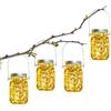 HOYIBO Lanterna solare giardino - 4 catene luminose 30 lampadine vaso con manico - Lampada solare impermeabile IP65 antiruggine esterno interno - Decorazione per feste, matrimoni, bar, gazebo, patio,