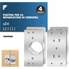 Shinfly Piastre per Cerniere Ante, Piastra Riparazione Cerniera Ante 4 Pezzi in Acciaio Inox con 24 Viti, Kit 9×4,7 cm per Ante di Armadi, Cucina e Librerie