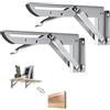 HTRTRR 2 Pezzi Staffe Pieghevole da 25 cm, Staffa Ribaltabile in Acciaio Inox, Supporto Tavolo Pieghevole per Mensola a Muro, Carico Massimo 50 kg, Staffa Pieghevole Salvaspazio per Casa e Garage