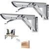 HTRTRR 2 Pezzi Staffe Pieghevole da 30 cm, Staffa Ribaltabile in Acciaio Inox, Supporto Tavolo Pieghevole per Mensola a Muro, Carico Massimo 60 kg, Staffa Pieghevole Salvaspazio per Casa e Garage