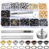 runxsam 720 Pz Occhielli Metallici 5mm, Occhielli per Teloni, Set di Rivetti in Pelle per abbigliamento, teloni, tende, tessuti, lavori fai da te, 4 colori, con 3 pinze per occhiellio