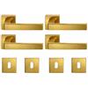 bricoleva.it 2 Coppie Maniglie Porta Interna Color Ottone Satinato Disponibile in più Varianti - Maniglie Quadrate Color Ottone Satinato (Zoe - 2 Coppie)