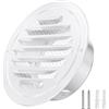 Hon&Guan Griglia di Ventilazione 100mm Inox in Acciaio Griglia Areazione Tonda da Incasso con Rete Zanzariera, Griglia Aerazione per Ventilatore di Scarico, Ventilatore Tubolare, Garaje, Bianco