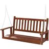 FANTASK Panca sospesa a 2 posti, in legno massiccio, per giardino, cortile e marrone, 136 x 67 x 63 cm