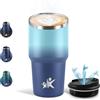 Motswedi Termos Caffè 600 ML, Tazza termica Riutilizzabili Prova di Perdite, Bicchiere Termico, Acciaio Inox 304, Travel Mug per Caffè Caldo e Freddo, Latte e Tè - Blu baby & Blu marino