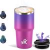 Motswedi Termos Caffè 600 ML, Tazza termica Riutilizzabili Prova di Perdite, Bicchiere Termico, Acciaio Inox 304, Travel Mug per Caffè Caldo e Freddo, Latte e Tè - Violetta & Rosso rosa