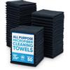 Microfiber Wholesale Panni in microfibra da 30,5 x 30,5 cm (confezione da 50) - Asciugamani riutilizzabili, stracci, panno antipolvere, multiuso, per cucina, piatti, auto, negozio, vetro (nero)