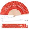 Fisura - Ventaglio in legno dal design originale con messaggio "fuera de cobertura". Accessorio trendy e colorato, ventaglio portatile rosso con gancio incluso. Dimensioni: 42,5 x 23 cm