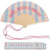 Fisura - Ventaglio Originale con Messaggio "Sole, Mare e Amore". Accessorio Pieghevole in Legno Blu con Righe, Ventilatore Manuale Legger per Spiaggia o Viaggio. Laccetto Incluso 42,5 x 23 cm