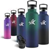 Motswedi Borraccia Termica, 750 ml Senza BPA, Borracce Acqua, Bottiglia Con Cannuccia e 2 Coperchi, Borraccia Acciaio Inox, 18/8 Acciaio Inossidabile, Borracce - Verde profondo & Blu marino