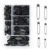 Carehabi 300 spille da balia, 6 misure, 20 mm - 55 mm, resistenti alla ruggine, spille di sicurezza per vestiti, artigianato, cucito (nero aggiornato)