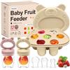 MumEZ Ciuccio Frutta Neonati - Set di mangiatoie per frutta per bambini, include 2 mangiatoie per alimenti con tettarelle di 3 dimensioni, mangiatoia in silicone per bambini