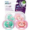 Philips Avent SCF349/12 2 Succhietti Ultra-Air, 18 Mesi +, Femmina, Verde/Rosa