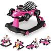LIFEZEAL Girello Neonato 6-18 Mesi, 4in1, Girello per Bambini 6-18 Mesi, Baby Walker Pieghevole, con Altezza e Velocità di Ruote Regolabili, Primi Passi, con Luce e Musica, Portata 15 kg (rosa acceso)