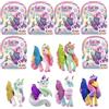 GALUPY Rainbow Unicorn Pack 6 Unicorni - Figurine giocattolo da collezione con ali brillanti e cristalli Swarovski - Unicorno magico per bambine dai 3 anni in su