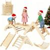 GarveeHome Set Triangolare 7 in 1, Giochi di Arrampicata Pieghevoli per Bambini, Set da Arrampicata in Legno con Arco, corrimano e Scala, Baby Climber, Giungla Palestra al Coperto per Tutti i Piccoli