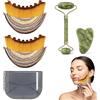 Ptyism 4 Pièces Spazzole per Il Viso Linfatico Set(Giada Gua Sha e Rullo di Giada) Spazzola Linfatica Viso丨Spazzola Viso Contorno Linfatico per Scolpire Viso, Mento e Mascella
