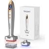 Buyounger Bio 6 Regolabile Derma Stamp Microneedling con EMS e Luce LED | 2 Cartucce 140 Aghi (0.5mm), Tecnologia 4in1 (EMS, Luce Rossa/Blu, Vibrazione), Display Digitale, Multizona Casa e Viaggio