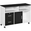 Mobile Porta Stampante Con Cassetti, Mobiletto Multiuso Per Ufficio E Casa, Nero E Bianco, 100x35x65cm