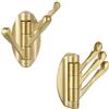 Angle Simple Gancio girevole per asciugamani, colore oro spazzolato, 2 pezzi, gancio pieghevole in metallo, supporto per asciugamani da bagno, resistente per caravan, montaggio a parete