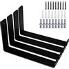 YAYODS Confezione da 4 staffe per mensole resistenti, in metallo nero, staffe da parete per mensole, 5 mm di spessore, staffe di supporto industriali a forma di L per stanza, libreria (24 x 15 cm)