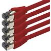 1aTTack.de Cavo di rete Cat 8 da 1,5 m, Cat.8 Lan 2000 Mhz 40 Gbit s 40GBase-T Poe+, cavo patch Ethernet, LSZH, 5 x 1,5 m, rosso