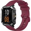 GIOPUEY 22mm Cinturini Compatibile con Blackview W60/W70 Pro/W80 PRO, Morbido Silicone Cinturino [Resistente all'Usura] [Traspirante] - Dark Red