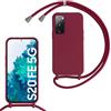 SLWYF Custodia per Samsung Galaxy S20 FE 5G Cover con Cordino, Silicone Antiurto TPU Morbido Corda Collana Necklace Regolabile Stylish con Catena Ultra Sottile Cover Case, Rosso