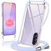 Oelrstfe Cover con Cordino per Samsung Galaxy A37 5G, Trasparente Silicone Custodia con Regolabile Collana Laccio Tracolla, Antigraffio Proteggere Case Corda per Samsung A37 5G, Viola