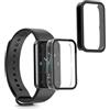 kwmobile 2x Custodia Rigida Smartwatch Compatibile con HONOR Band 9 Cover - Case Vetro Temperato Orologio Fitness - trasparente/nero