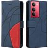 XINNI Cover Protettiva per Realme 14X 5G Case, retrò Cellulare Custodia Libro Antiurto in Flip Pelle PU/TPU, Portafoglio Flip Magnetica, Blu