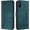 Bravoday Cover per Xiaomi Redmi 9A / Redmi 9AT, Flip Custodia in Pelle PU Portafoglio Custodia per Xiaomi Redmi 9A / Redmi 9AT, con Slot per Schede, Verde