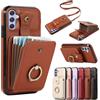 Beajew Cover con Collana Compatibile con Samsung Galaxy A54 5G,Case con Laccio per Il Collo Custodia con Cordino,Anello Cavalletto,custodia protettiva in pelle PU con tracolla-Marrone