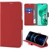 N NEWTOP Cover Compatibile con HONOR X8B, HQ Lateral Custodia Libro Flip Chiusura Magnetica Portafoglio Simil Pelle Stand Protezione Completa Case TPU Anti Urto Guscio Base Porta (Rosso)