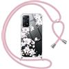 Yoedge Cover con Cordino per Xiaomi Redmi Note 11 Pro（4G/5G） 2022 6,67, Trasparente Disegni Fiori Custodia con Collana Tracolla Laccio Collo, Sottile TPU Silicone + PC Case per Redmi Note 11 Pro,05
